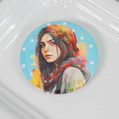 Hippie Button # Ø 58mm # Coole Festival-Girls (10) Peace Love Sommer Geschenk Geschenkidee Tasche Jacke Anstecknadel