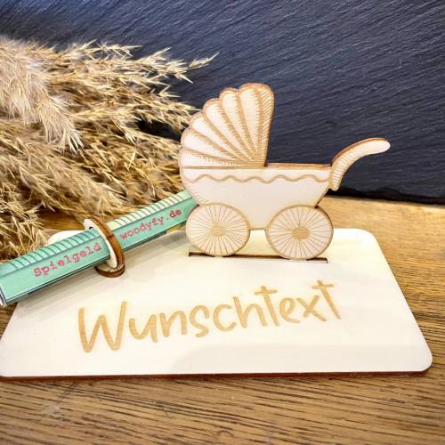 Geldscheinhalter Geburt, Baby, Kinderwagen, Geldgeschenk, Geschenk, Wunschtext, Personalisierbar