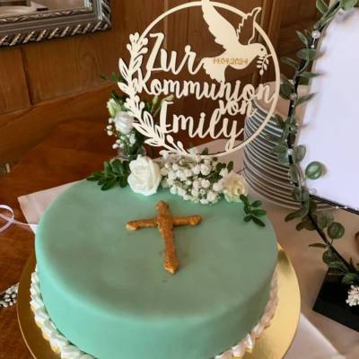 Holz Cake Topper Kommunion V9