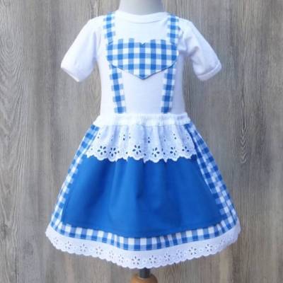 Blaues Babydirndlchen, Karodirndl in blau-weiß, Babydirndl für Taufe oder Hochzeit, Festtagsdirndl fürs Oktotoberfest