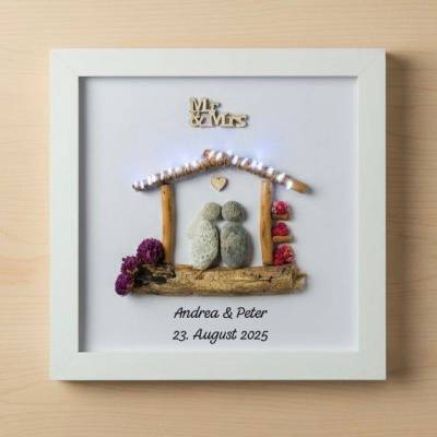 Mr & Mrs Steinbild – Personalisiertes Hochzeitsbild als Unikat-Geschenk | STB-98