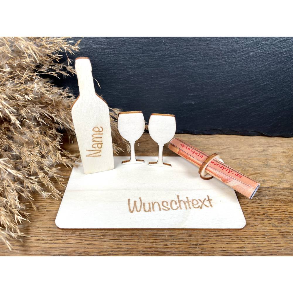 Geldscheinhalter Wein, Weinglas, Party, Feier, Feiern, Genuss, Geldgeschenk, Geburtstag, Geschenk, Wunschtext, Personali