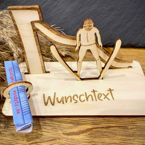 Geldscheinhalter Ski, Skispringen, Skifliegen, Skiurlaub, Winterurlaub, Urlaub, Geldgeschenk, Geburtstag, Geschenk,Wunsc