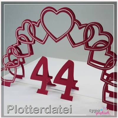 3D Karte Herzbogen mit Zahlen – Plotterdatei für individuelle Anlässe inkl. englischer Version