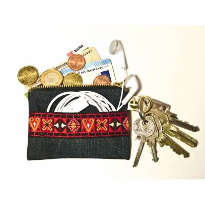 Jeans Geldtasche, Kopfhöhrertasche, Schlüsseltasche, Kreditkartentasche, Upcycling 