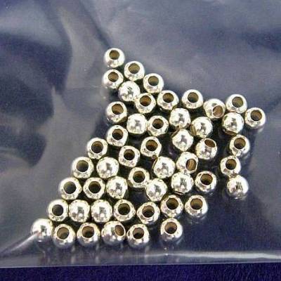 50 Quetschperlen 2,5 mm aus 925er Sterling Silber