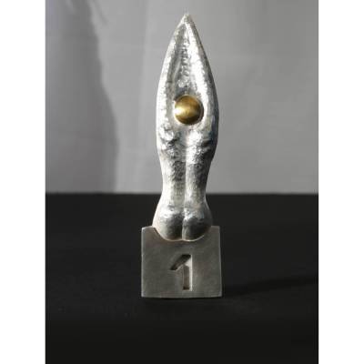 Brosche Startblock Unikat – handgefertigter Schwimmer-Ansteckschmuck aus 935er Silber
