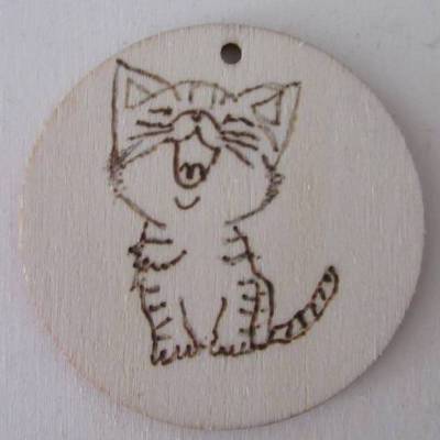 Katze Schlüsselanhänger maunzend mit Namen - personalisiert