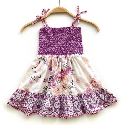 Sommerkleid 92 / 98 rosa geblümt, ärmellos, Upcycling