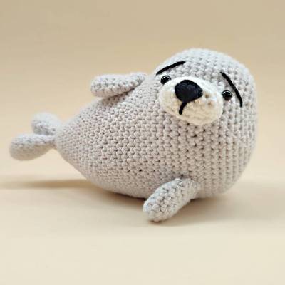 Gehäkelte Robbe, Seehund  Deko maritim, Amigurumi, Strand, Meer, Ostsee, Nordsee