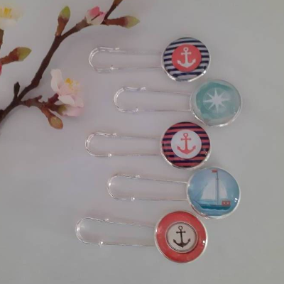 Tuchnadel / Tuchschließe silberfarben in verschiedenen maritimen Motiven  wählbar #B376  1-5