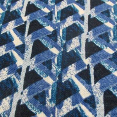 Leinen -Viskose  Sommerstoff Ethno blau Töne(1m/13,-€)