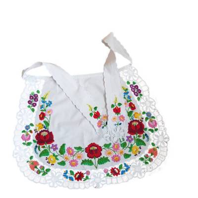 vintage Schürze mit ungarischer Stickerei, Kalocsa, echte Handarbeit, Halbschürze, Brautschürze, Neu,