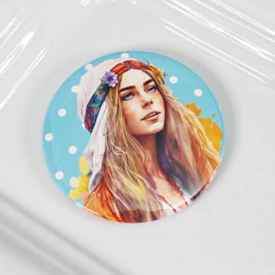 Hippie Button # Ø 58mm # Coole Festival-Girls (4) Peace Love Sommer Geschenk Geschenkidee Tasche Jacke Anstecknadel