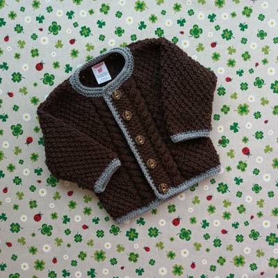 Trachtenjacke Größe 80/86 braun grau Pullover Junge Jacke Taufkleidung Geschenk Kindergeburtstag Hochzeit Lederhose
