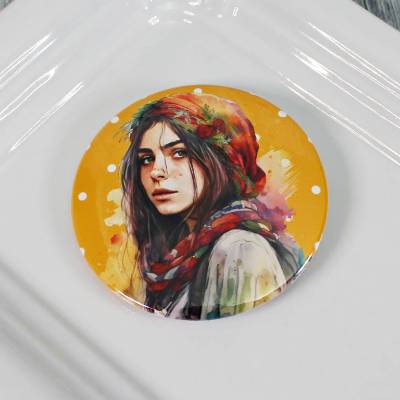 Hippie Button # Ø 58mm # Coole Festival-Girls (5) Peace Love Sommer Geschenk Geschenkidee Tasche Jacke Anstecknadel