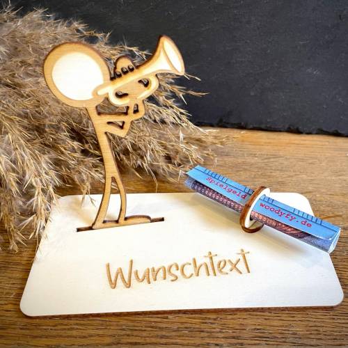Geldscheinhalter Trompete, Instrument, Musik, Strichmännchen, Stick Figure, Geldgeschenk, Geburtstag, Geschenk, Wunschte