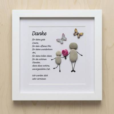 Personalisiertes Steinbild zum Kindergartenabschied mit Schmetterlingen – Handgemachtes Geschenk für Erzieherin, STB-44