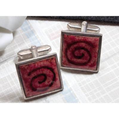 70er Jahre Vintage Manschettenknöpfe Emaille rot, Manschettenknöpfe, Armschmuck, Herren Schmuck, Schmuck für Männer