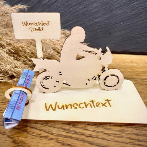 Geldscheinhalter Motorrad, Motorradfahrer, Geburtstag, Führerschein, Geschenk, Wunschtext, Personalisierbar