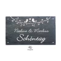 Personalisiertes Schiefer Türschild – Handgemachtes Hochzeitsgeschenk mit Namen für das Brautpaar