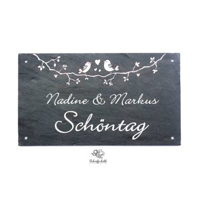 Personalisiertes Schiefer Türschild – Handgemachtes Hochzeitsgeschenk mit Namen für das Brautpaar