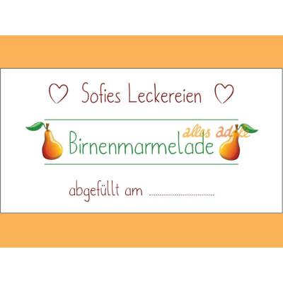 Individuelle Aufkleber für Birnen-Marmelade 24 Stück  | Personalisiert
