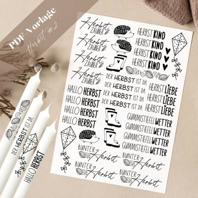 Herbst #2 PDF Vorlage Kerzentattoo Kerzensticker Kerzen Gestalten Herbstzauber Herbstliebe Herbstkind