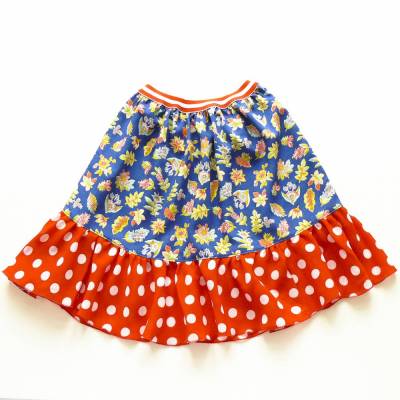 Mädchenock,122-134, blau geblümt, rot weiß gepunktet, Upcycling 