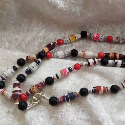 "Pinki" Kette Halskette Perlenkette  Leicht Festschmuck Unikat