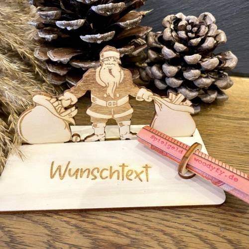 Geldscheinhalter Weihnachten, Weihnachtsmann, Nikolaus, Geldgeschenk, Geburtstag, Geschenk, Wunschtext, Personalisierbar