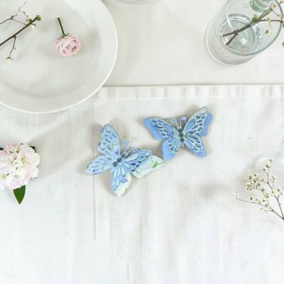 12 Stanzteile Schmetterlinge 3D Streudeko Duo Papier – Blau/Weiß, Scrapbooking & Kartengestaltung