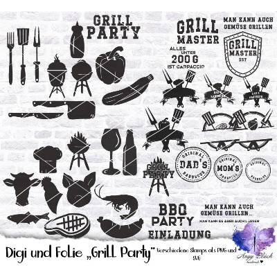 Digi- und Folienset Grill Party hohe Qualität (300 DPI), PNG,JPG,SVG