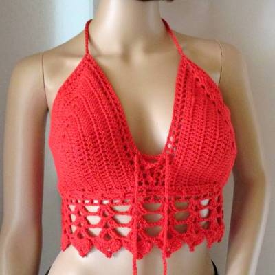 Bikinitop aus elastischer Baumwolle, Häkeltop, Bustier, Sommertop, Top, Bikini