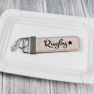 Schlüsselanhänger mit Plott Rugby Bicolor Zweifarbig Spruch Statement Geschenkidee Sport Mannschaftssport