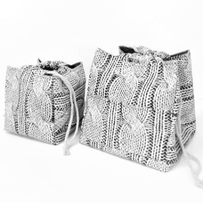 Projekttasche, RiceBag in Gr. Mini, S, M und L mit Strickmusterprint
