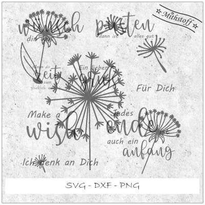 Plotterdatei - Pusteblume - wünsch dir was - SVG - DXF - PNG - Datei - Mithstoff
