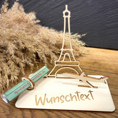 Geldscheinhalter Urlaub, Paris, Eiffelturm, Frankreich, Weltreise, Fliegen, Geldgeschenk, Geburtstag, Geschenk, Wunschte