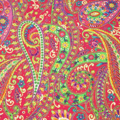 Viskosegewebe, Paisley und Blumen, pink-bunt, 150 cm breit, Preis pro 0,5 lfdm