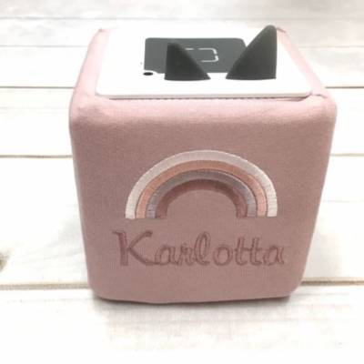 Schutzhülle für Musikwürfel, altrosa neu, -WLAN Lautsprecher, -Spielwürfel, -Lichtwürfel, -Geschenkbox, mit Regenbogen, 