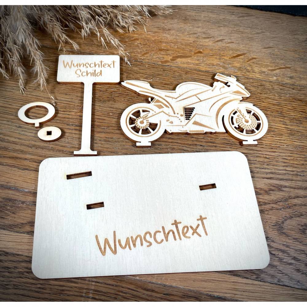 Geldscheinhalter Motorrad, Rennmaschine, Geburtstag, Führerschein, Geschenk, Wunschtext, Personalisierbar Bild 3