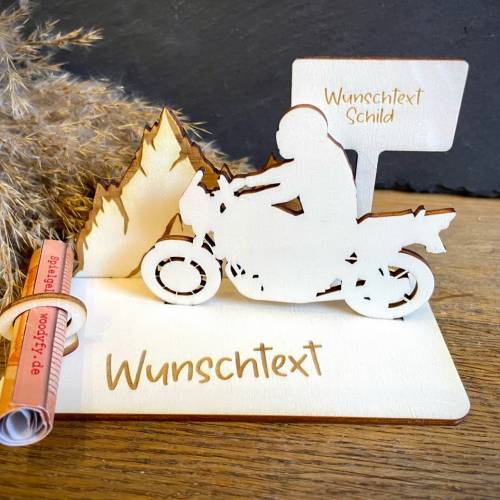 Geldscheinhalter Motorradtour, Urlaub, Bergtour, Pyrenäen, Geldgeschenk, Geburtstag, Geschenk, Wunschtext, Personalisier