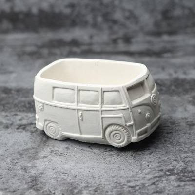 Bulli, Bus, Retro-Car, Home-Deco AWG-170_03, einfarbig Weiß, Handmade, diverse Farben gemischt, zur Auswahl, unbehandelt
