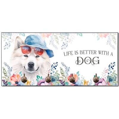 Hundegarderobe LIFE IS BETTER WITH A DOG mit Samojede