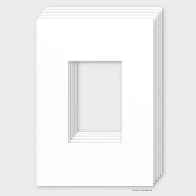 5-Pack, 21x30 cm Passepartouts, neutralweiß, 1,4 mm Stärke, Ausschnitt 9,6x14,6 cm, für Fotos im 10x15 Format