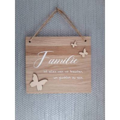 Geschenk zum Einzug/ Holzschild Familie, Schild aus Klötzchen/ Familie/ Zuhause/ Deko/ Dezent Minimaldeko/Mit