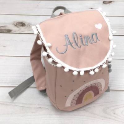 Rucksack mit Namen,  Rucksack mit Regenbogen, Kindergartenrucksack, Nstyle Fashion