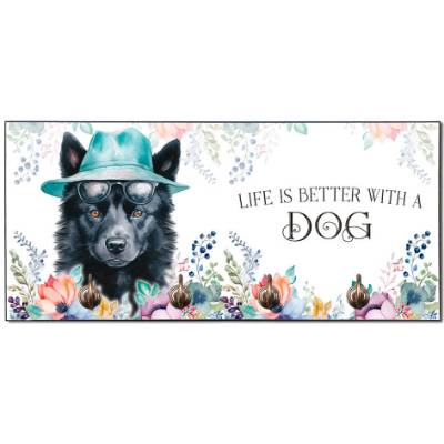 Hundegarderobe LIFE IS BETTER WITH A DOG mit Schipperke