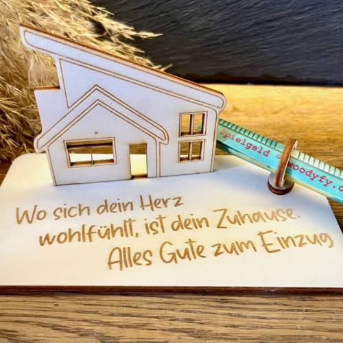 Geldscheinhalter Haus, Hausbau, Einweihung, Richtfest, Geburtstag, Geschenk, Wunschtext, Personalisierbar
