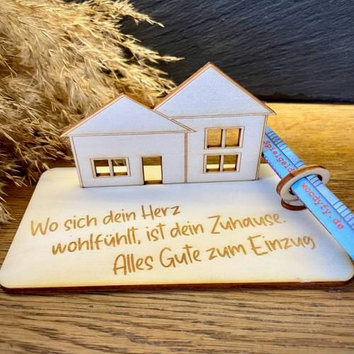 Geldscheinhalter Haus, Hausbau, Einweihung, Richtfest, Geburtstag, Geschenk, Wunschtext, Personalisierbar